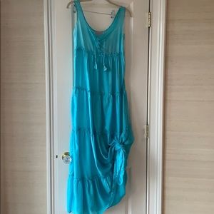 Calypso Turquoise silk dress
